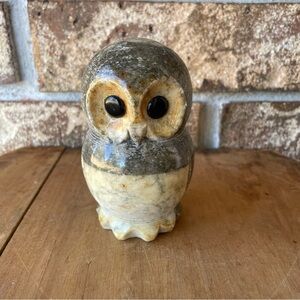 Owl Alabaster Stone 4” Tall Rough Texture Very Heavy & Cute! Sweet Little Guy!!